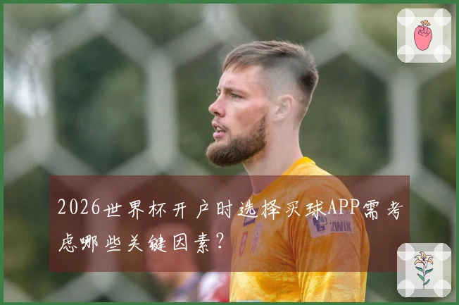 2026世界杯开户时选择买球APP需考虑哪些关键因素？